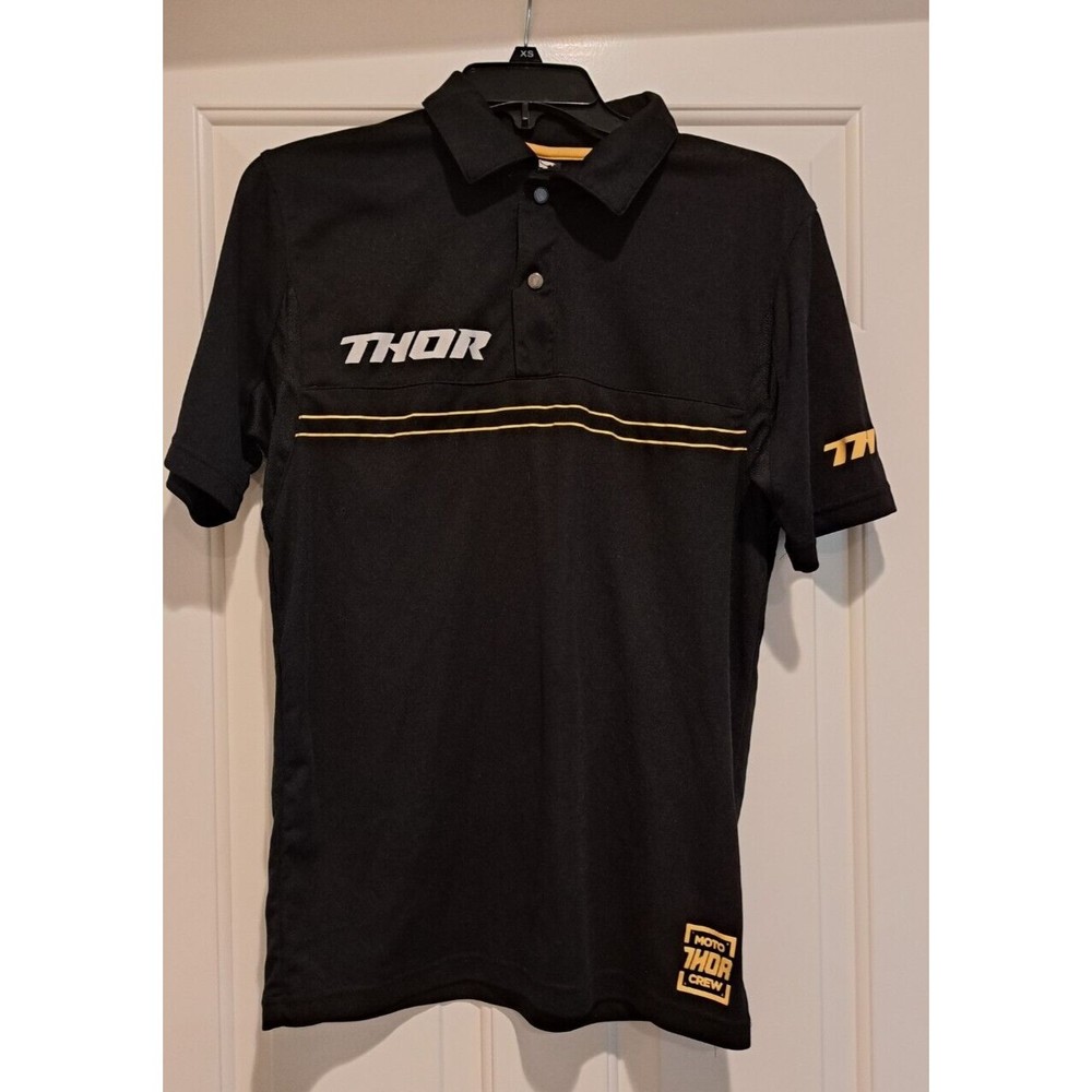Thor Performance Racing Black Short Sleeve Performance Polo Shirt Size M Vintage